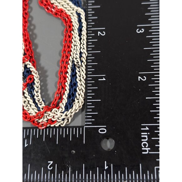 Vintage Red White Blue Multi Chain Bracelet 7" MCM Americana - Picture 7 of 7